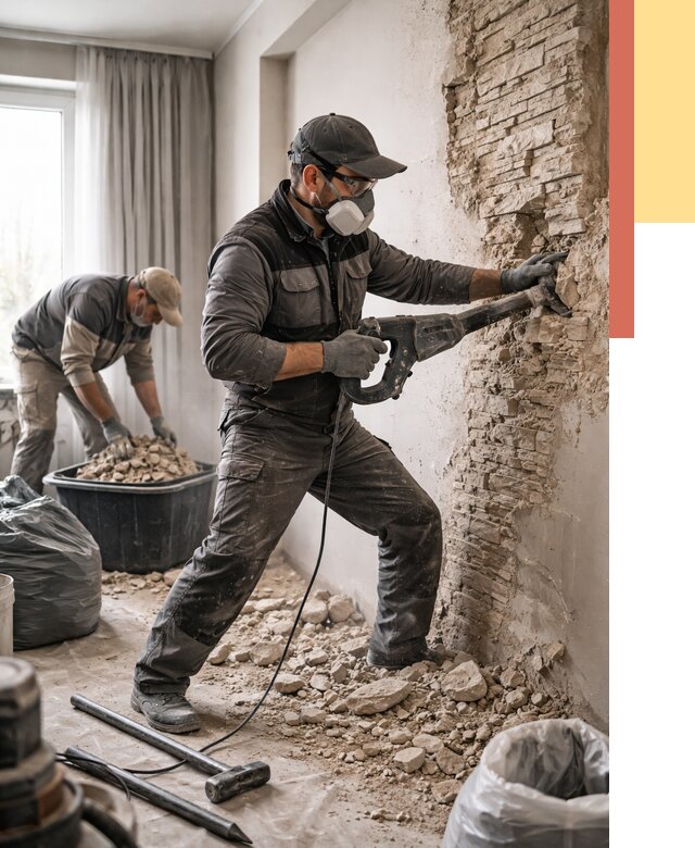 Демонтаж декоративного камня в Геленджике от 1507 руб/м² — быстро и недорого | ОТДЕЛОЧНИК-Глн