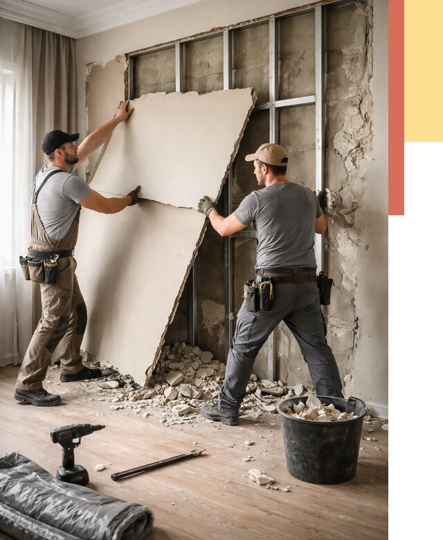 Демонтаж гипсокартона со стен в Геленджике от 364 руб. — услуги демонтажа | ОТДЕЛОЧНИК-Глн