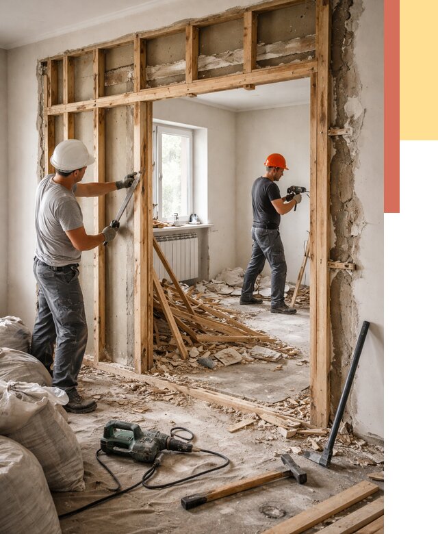 Демонтаж деревянных перегородок в Геленджике от 3326 руб. — быстро и недорого | ОТДЕЛОЧНИК-Глн