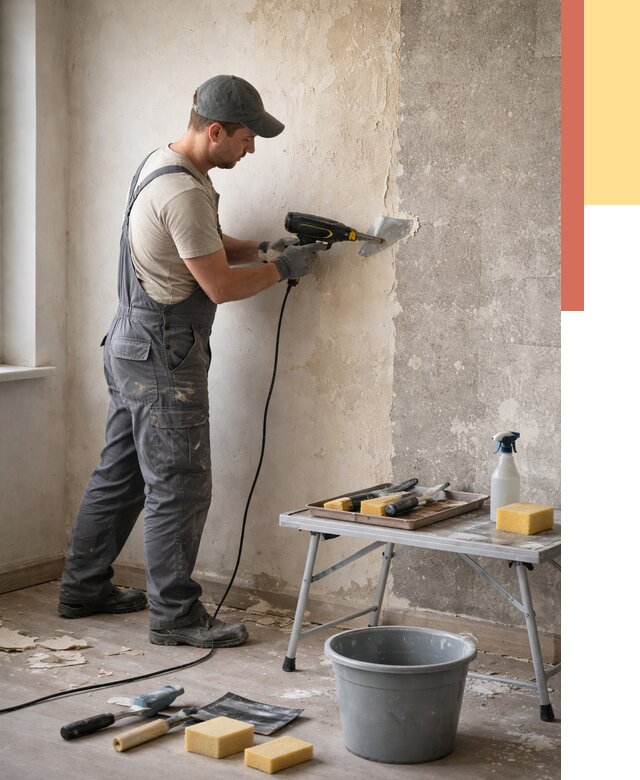 Очистка стен от клея в Геленджике от 1923 руб. — снятие и удаление клея со стен | ОТДЕЛОЧНИК-Глн