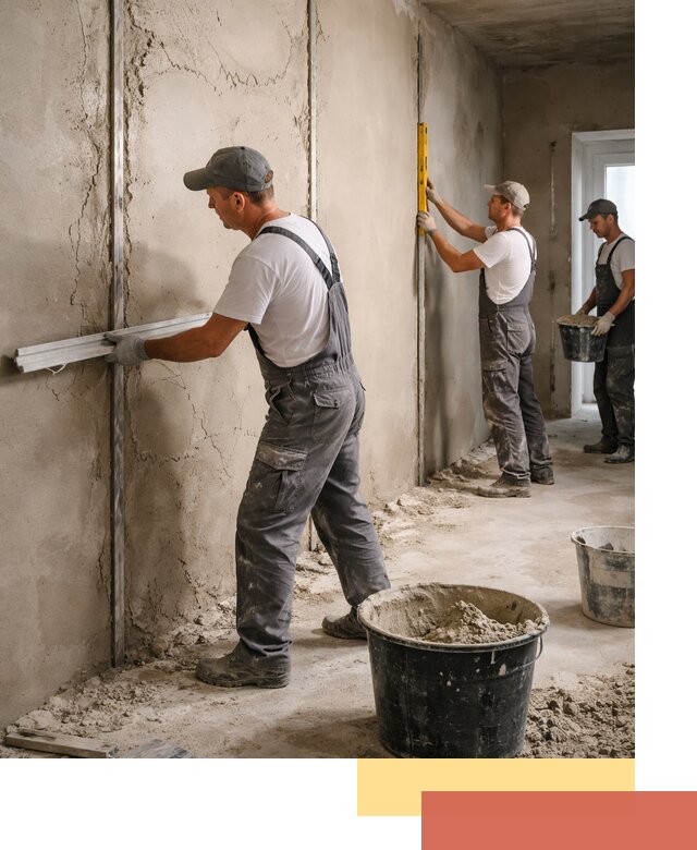 Штукатурка стен по маякам в Геленджике — точная и ровная поверхность