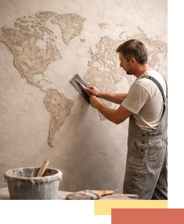 Декоративная штукатурка «Карта мира» под ключ в Геленджике