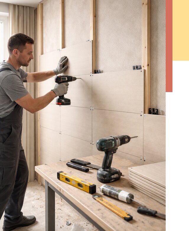 Монтаж МДФ панелей на стены в Геленджике от 1299 руб. под ключ | ОТДЕЛОЧНИК-Глн