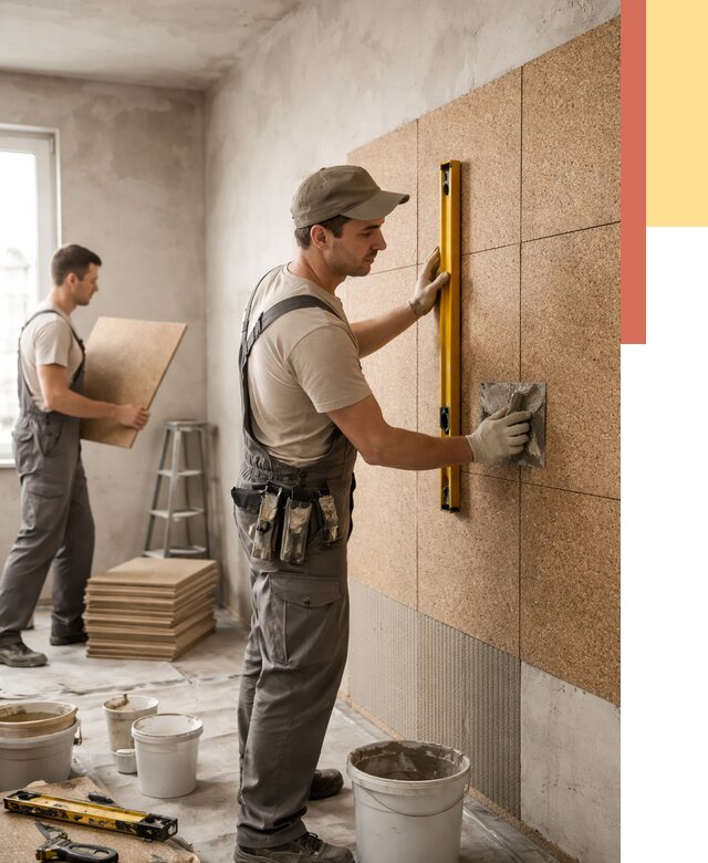 Монтаж пробковых панелей на стены в Геленджике от 3638 руб. — ОТДЕЛОЧНИК-Глн