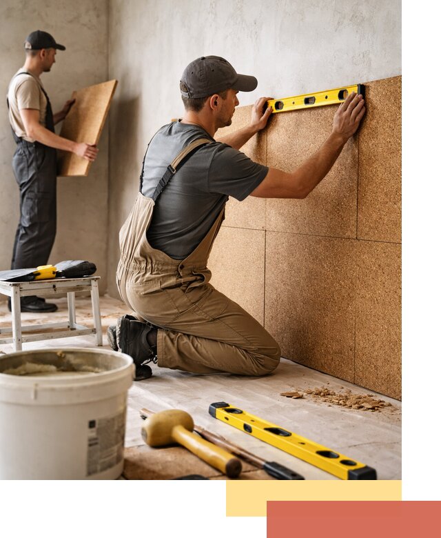 Монтаж пробковых панелей на стены в Геленджике быстро и качественно