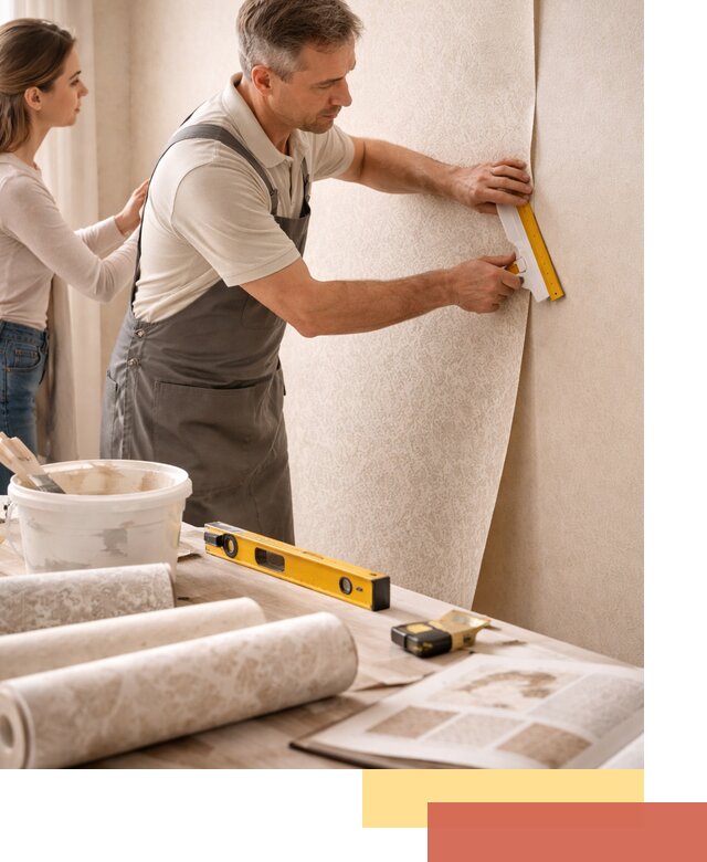 Поклейка обоев с подбором рисунка в Геленджике