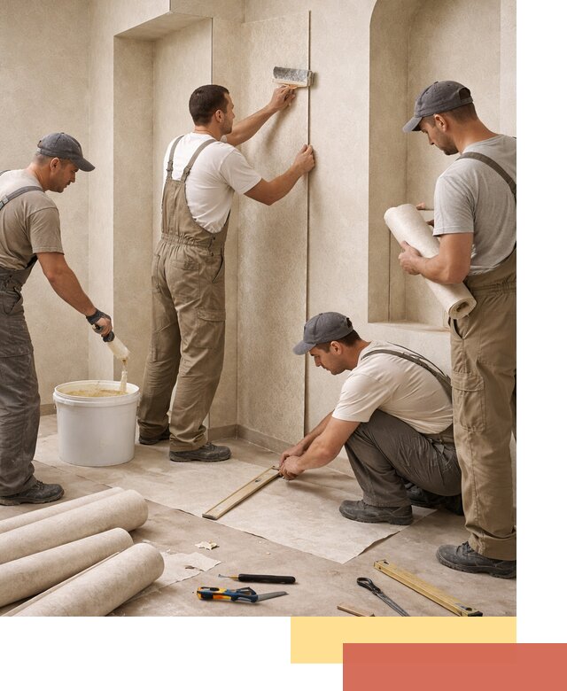 Поклейка обоев на сложные стены и неровные поверхности в Геленджике