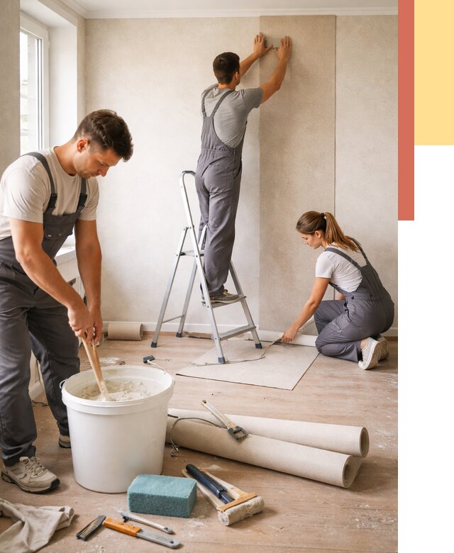 Оклейка стен обоями в Геленджике от 3638 руб/м2 — быстро и недорого | ОТДЕЛОЧНИК-Глн