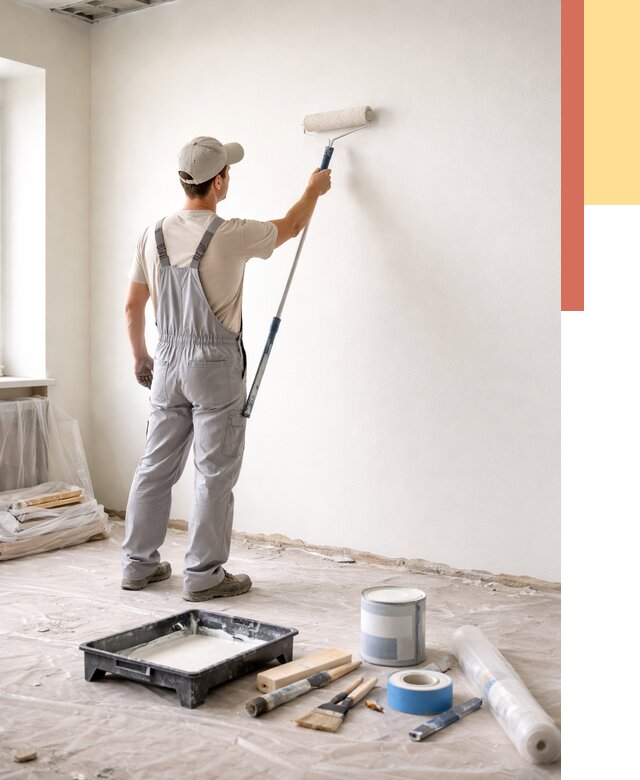 Покраска стен водоэмульсионной краской в Геленджике от 468 руб. за м² | ОТДЕЛОЧНИК-Глн