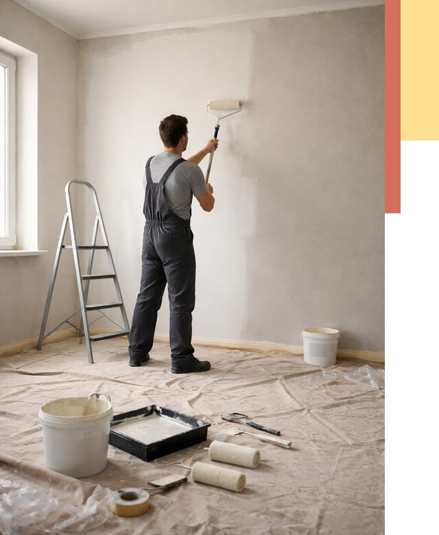 Покраска стен моющейся краской в Геленджике от 364 руб./м² — быстро и недорого | ОТДЕЛОЧНИК-Глн