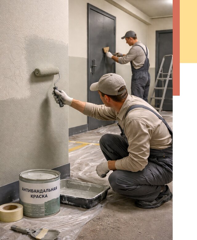 Покраска стен антивандальной краской в Геленджике от 4677 руб./м² под ключ | ОТДЕЛОЧНИК-Глн