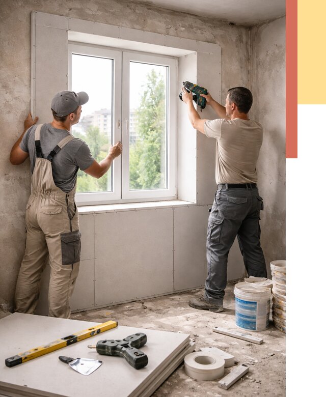 Монтаж откосов из гипсокартона в Геленджике от 4677 руб. под ключ | ОТДЕЛОЧНИК-Глн