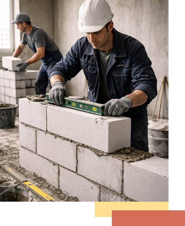 Кладка перегородок из пеноблока под ключ в Геленджике