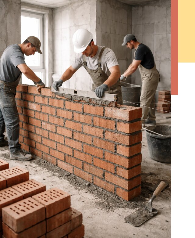 Кладка перегородок из кирпича в Геленджике от 3638 руб. за м² | ОТДЕЛОЧНИК-Глн