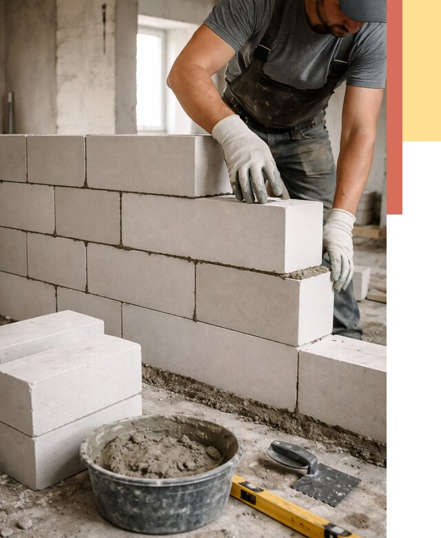 Кладка перегородок из силикатного блока в Геленджике от 4158 руб. под ключ | ОТДЕЛОЧНИК-Глн