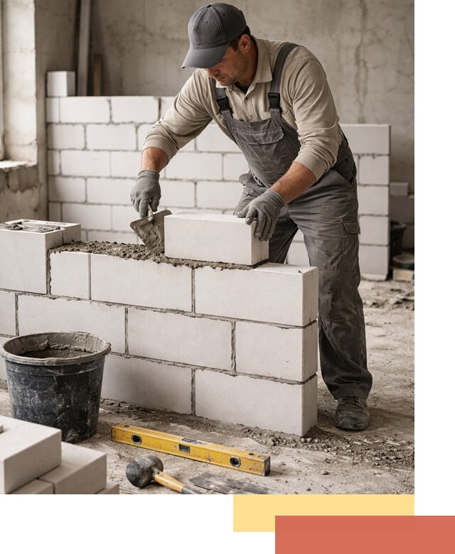 Кладка перегородок из силикатного блока в Геленджике