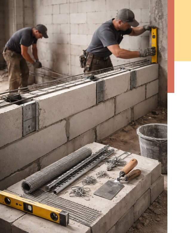 Армирование кладки перегородок в Геленджике от 780 руб. под ключ | ОТДЕЛОЧНИК-Глн