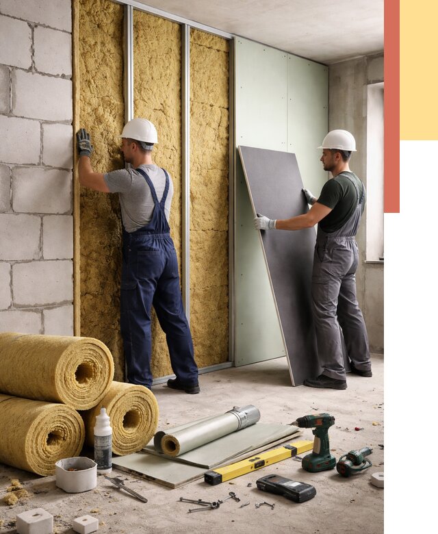 Шумоизоляция перегородок из блоков в Геленджике от 1923 руб./м² — быстро и недорого | ОТДЕЛОЧНИК-Глн