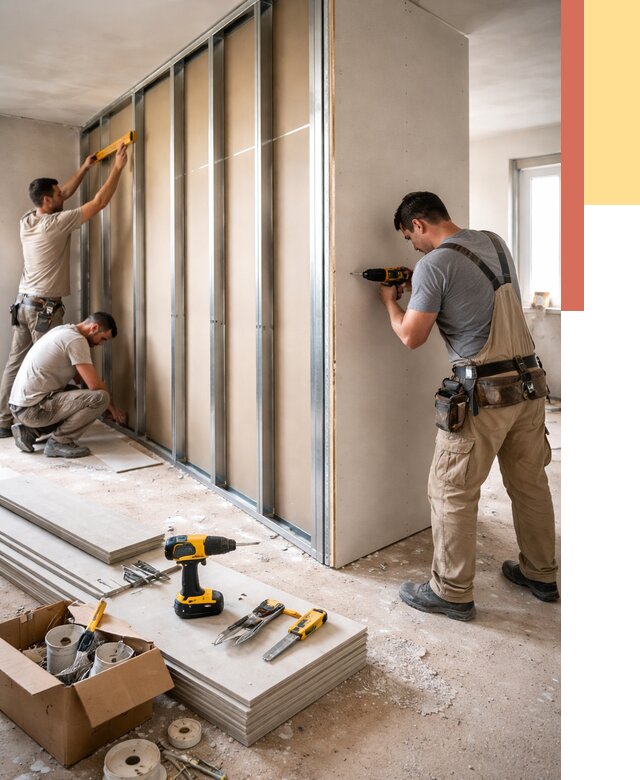 Монтаж однослойной перегородки из гипсокартона в Геленджике от 676 руб. | ОТДЕЛОЧНИК-Глн