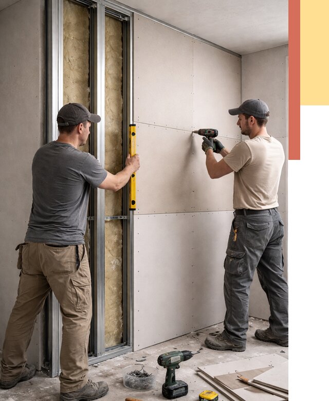 Монтаж двухслойной перегородки из гипсокартона в Геленджике от 1507 руб. | ОТДЕЛОЧНИК-Глн