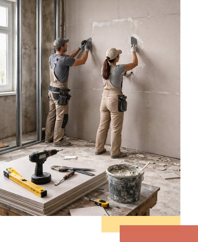 Монтаж двухслойной перегородки из гипсокартона в Геленджике