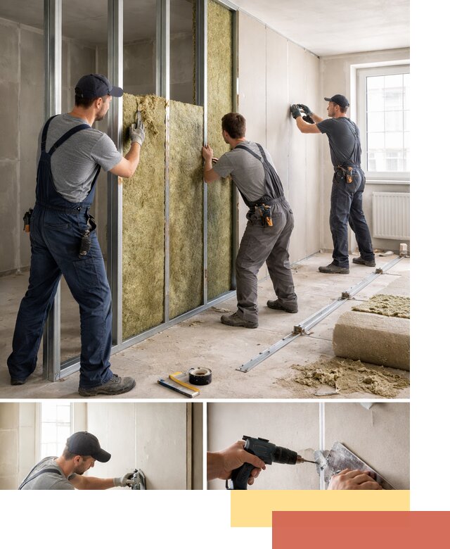 Перегородка из гипсокартона с шумоизоляцией в Геленджике — монтаж под ключ