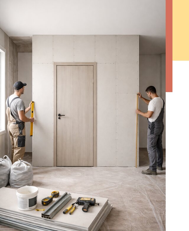 Перегородка из гипсокартона с дверью в Геленджике от 4677 руб. под ключ | ОТДЕЛОЧНИК-Глн