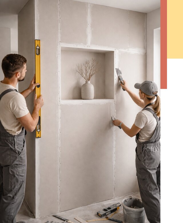 Перегородка из гипсокартона с нишей в Геленджике от 3378 руб. под ключ | ОТДЕЛОЧНИК-Глн