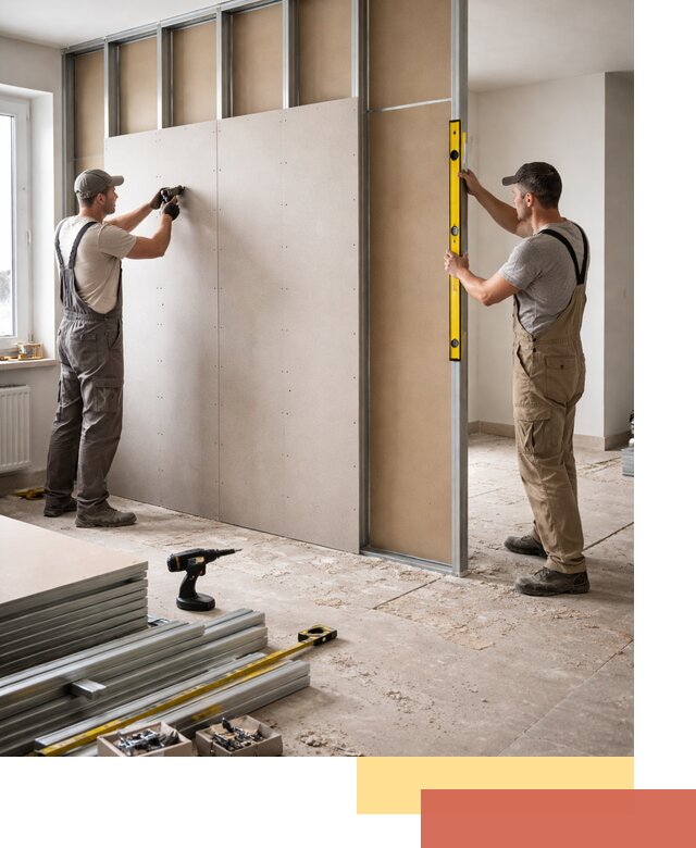 Зонирующая перегородка из гипсокартона под ключ в Геленджике