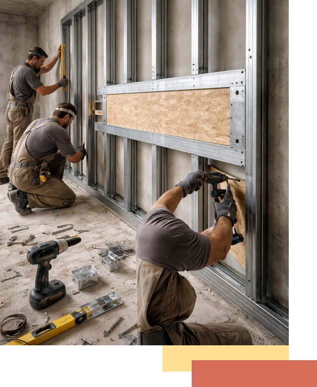 Усиленная перегородка для крепления тяжёлых конструкций в Геленджике