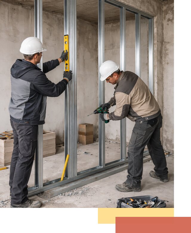 Монтаж каркаса перегородки из профиля в Геленджике