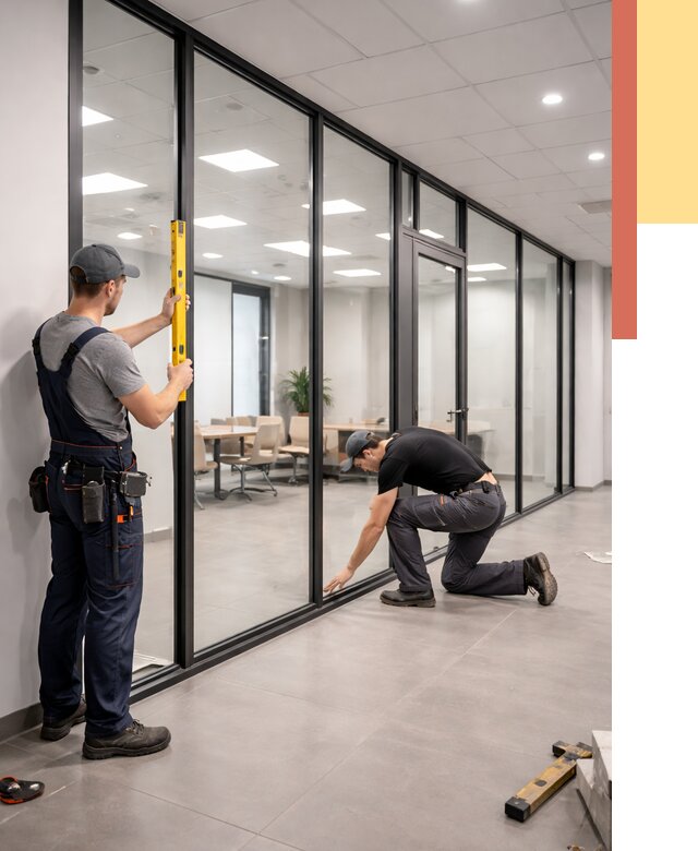 Каркасные стеклянные перегородки в Геленджике под ключ от 9562 руб. | ОТДЕЛОЧНИК-Глн