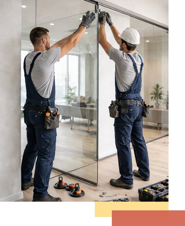 Безрамные стеклянные перегородки под ключ в Геленджике