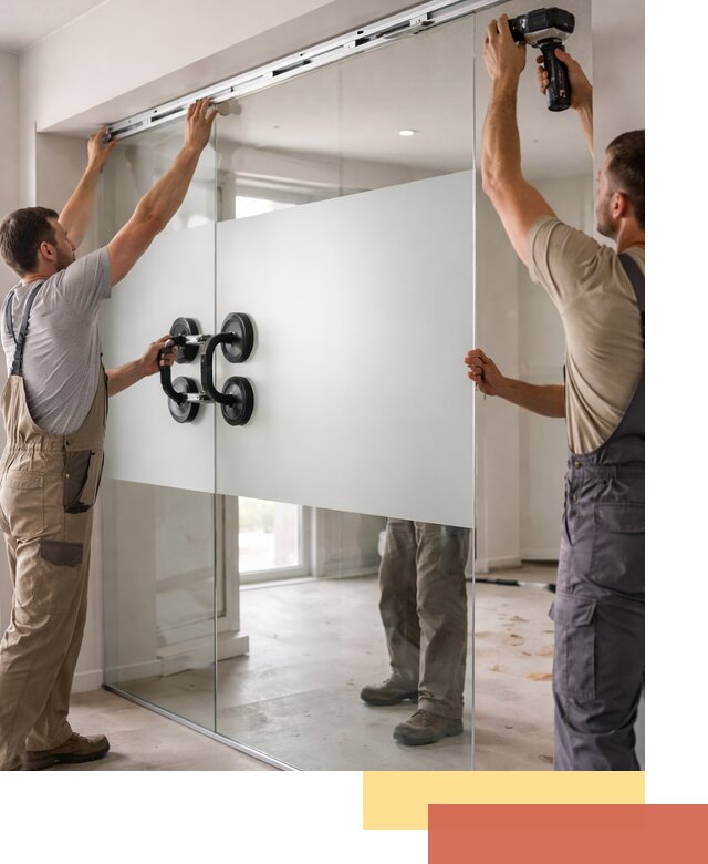 Матовые стеклянные перегородки под ключ в Геленджике