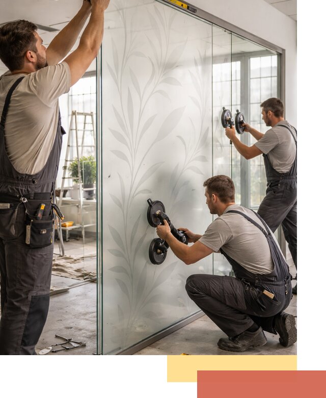 Стеклянные перегородки с рисунком на заказ в Геленджике