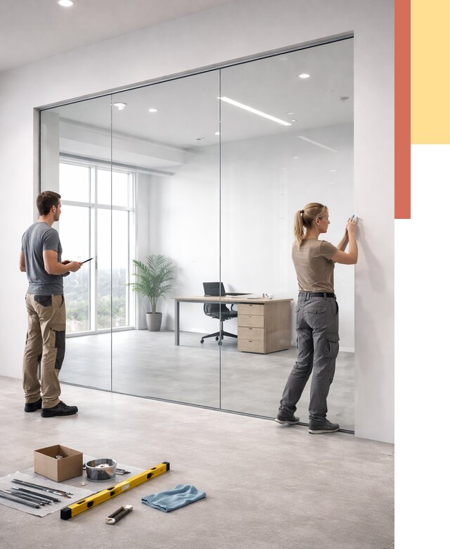 Перегородки из закаленного стекла в Геленджике от 9874 руб. под ключ | ОТДЕЛОЧНИК-Глн