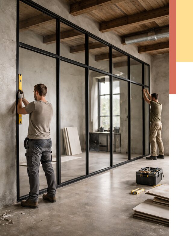 Стеклянные перегородки лофт в Геленджике от 10914 руб. под ключ | ОТДЕЛОЧНИК-Глн