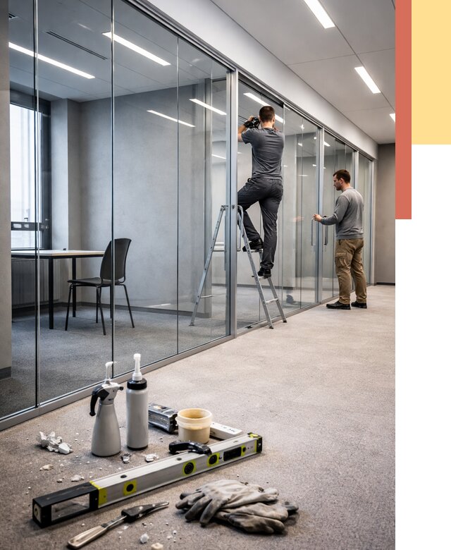 Стеклянные офисные перегородки в Геленджике от 8835 руб. — монтаж и установка | ОТДЕЛОЧНИК-Глн