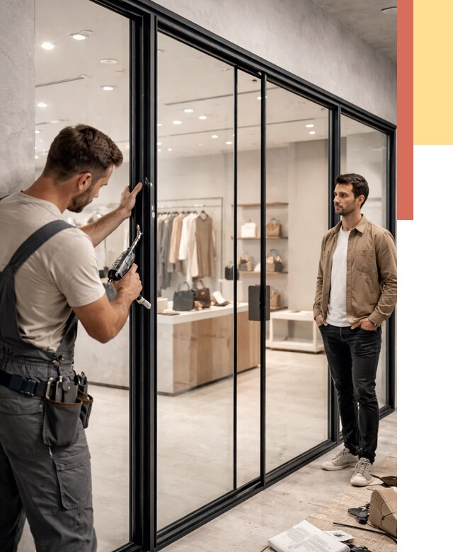 Стеклянные перегородки для магазинов в Геленджике от 8523 руб. под ключ | ОТДЕЛОЧНИК-Глн