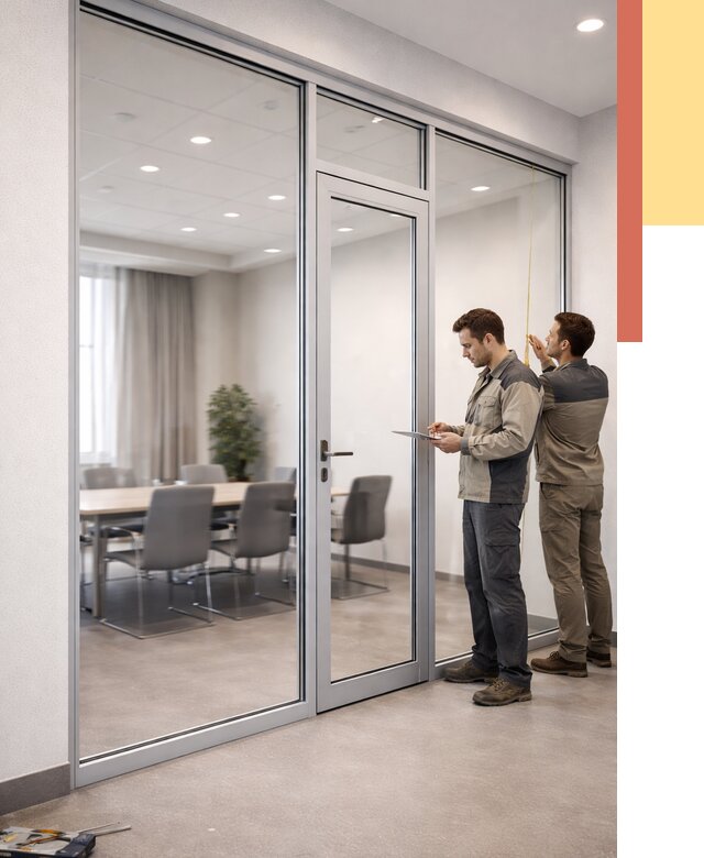 Установка и монтаж алюминиевых перегородок со стеклом в Геленджике от 8523 руб. | ОТДЕЛОЧНИК-Глн