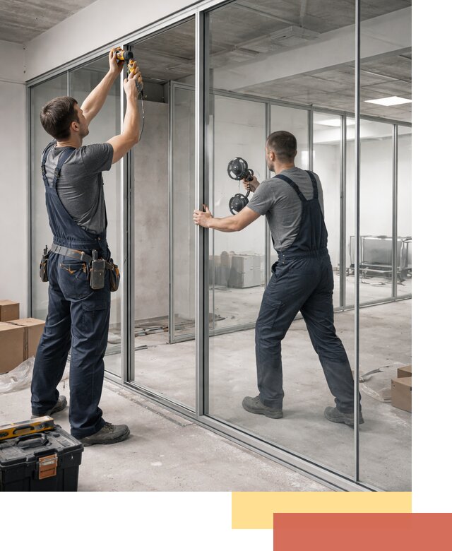 Алюминиевые перегородки со стеклом в Геленджике — изготовление и монтаж