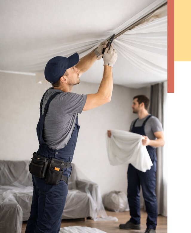 Демонтаж натяжного потолка в Геленджике от 4677 руб. — снятие и разбор под ключ | ОТДЕЛОЧНИК-Глн