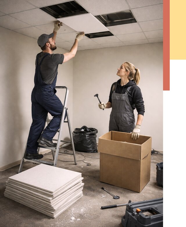 Демонтаж потолочной плитки в Геленджике от 4677 руб. быстро и недорого | ОТДЕЛОЧНИК-Глн