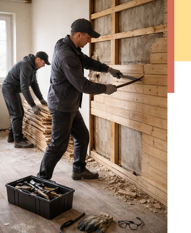 Демонтаж вагонки в Геленджике от 3950 руб/м2 — быстро и недорого | ОТДЕЛОЧНИК-Глн