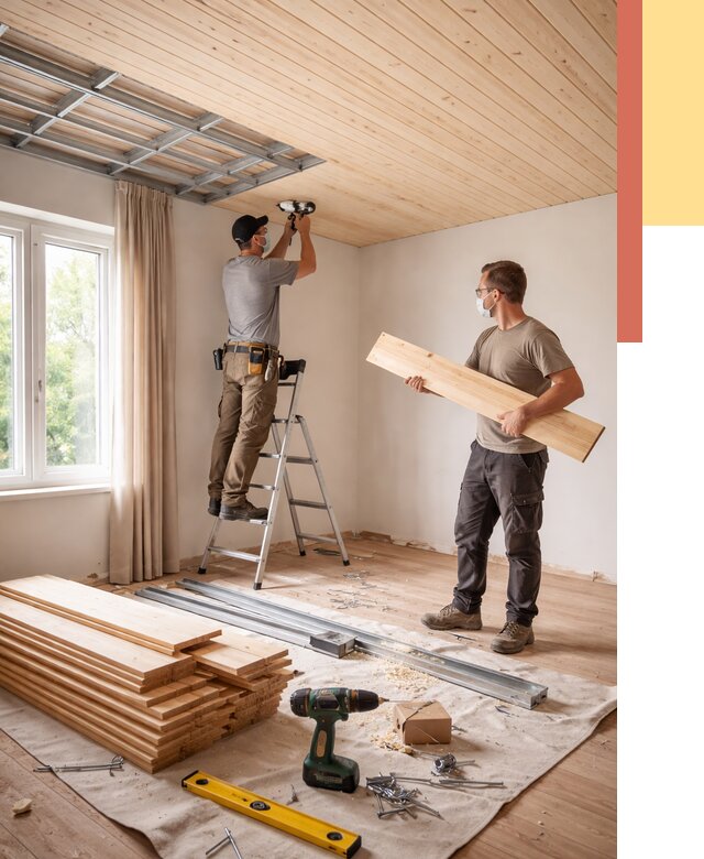 Монтаж потолка из вагонки в Геленджике от 6756 руб. | Быстро и недорого — ОТДЕЛОЧНИК-Глн