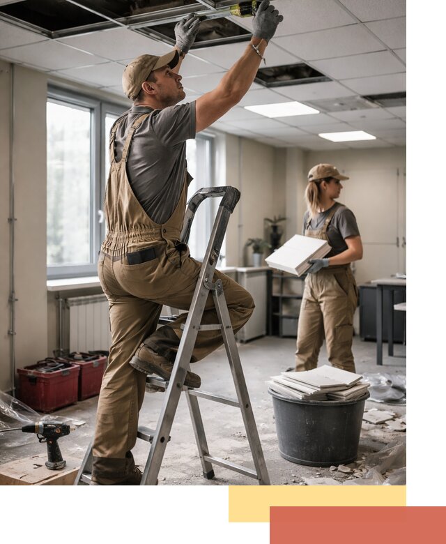 Ремонт потолка Армстронг и замена плит в Геленджике