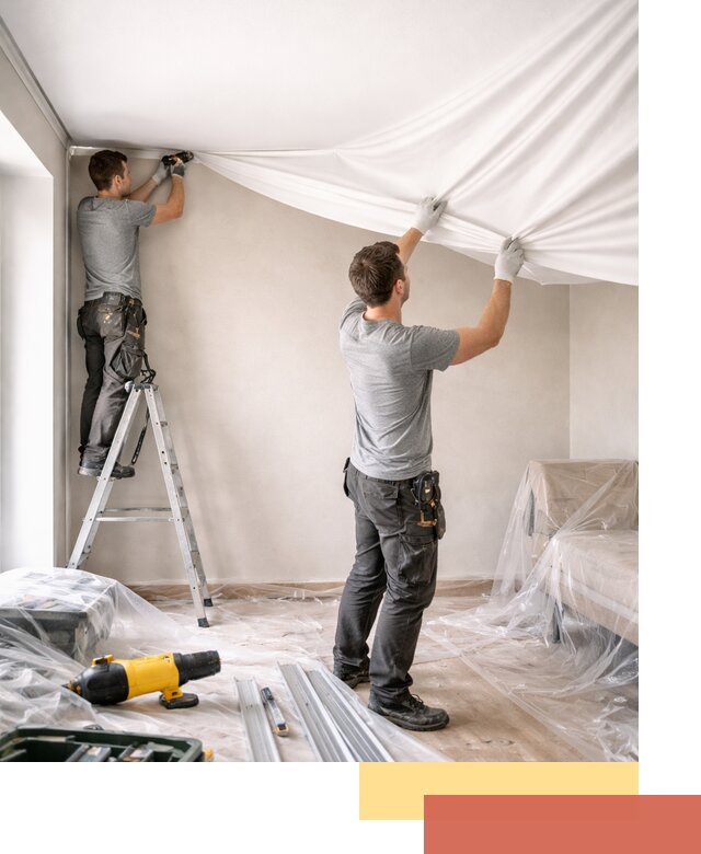 Монтаж тканевого натяжного потолка в Геленджике недорого и быстро