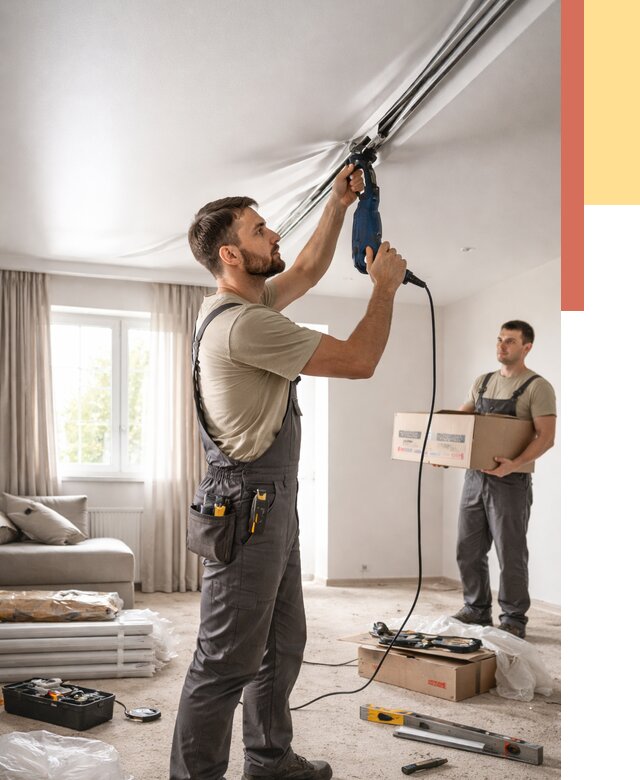 Монтаж сатинового натяжного потолка в Геленджике от 3638 руб. | Быстро, недорого — ОТДЕЛОЧНИК-Глн