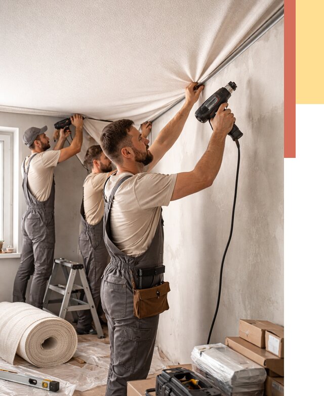 Монтаж фактурного натяжного потолка в Геленджике от 780 руб. — ОТДЕЛОЧНИК-Глн