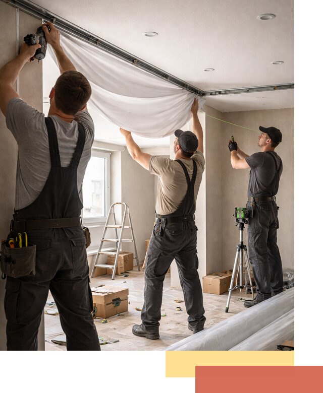 Монтаж парящего натяжного потолка под ключ в Геленджике